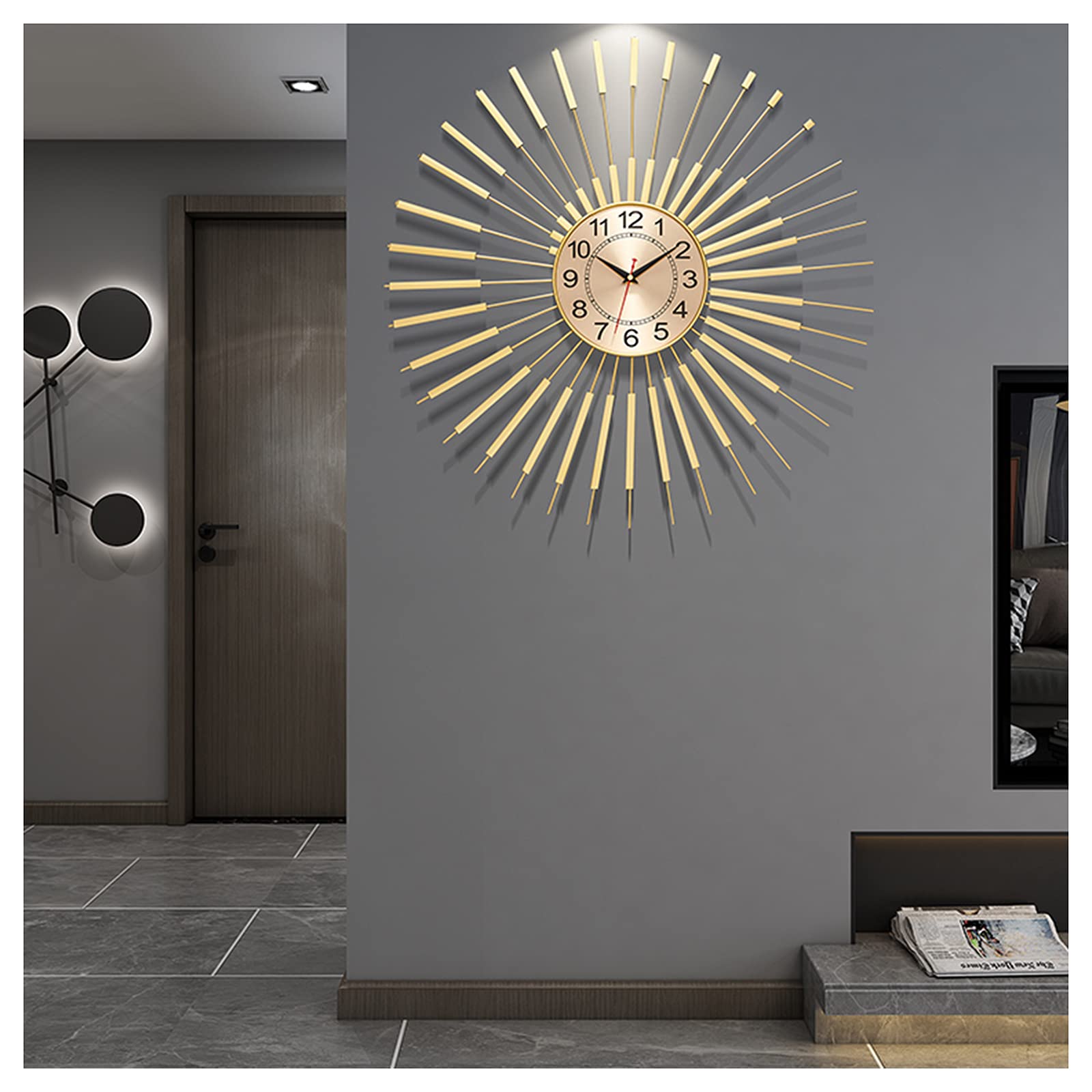 Amazon.co.jp: 居間の装飾のための壁掛け時計大きい3D金属壁掛け時計