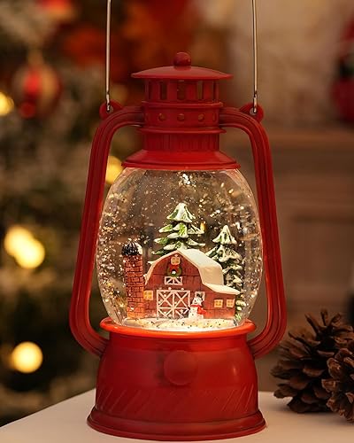 Miniatura 7 de Decoraciones de Navidad para Interiores - Globo de Nieve Musical de Navidad con Temporizador de 6H, Escena Iluminada de Árbol de Navidad de Santa,
