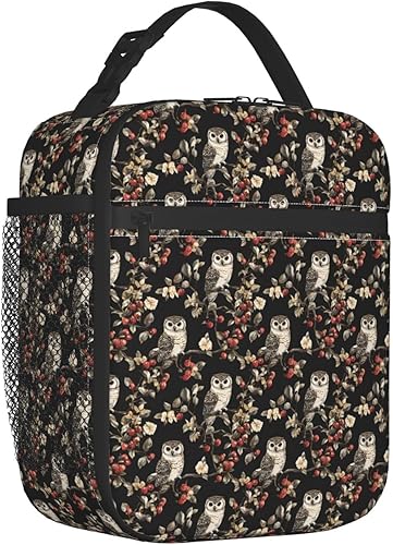 Miniatura 2 de Lonchera con diseño de búho para mujeres, niños y niñas, lonchera aislada, bolsa de almuerzo para adultos, bolsa de almuerzo reutilizable para el