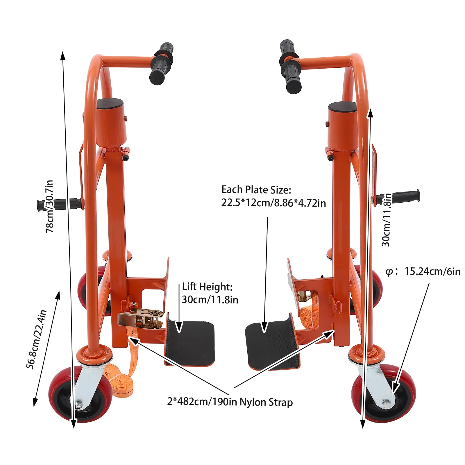 LIAPDG Manual Furniture Move Tool, Heavy Duty Moving Tool Set Furniture Handling Tool with 4 Universal Wheels and Handles Max. Overall Capacity 589.67 Kg/1300 Lbs for Sofas, Beds, Mattresses (Orange)