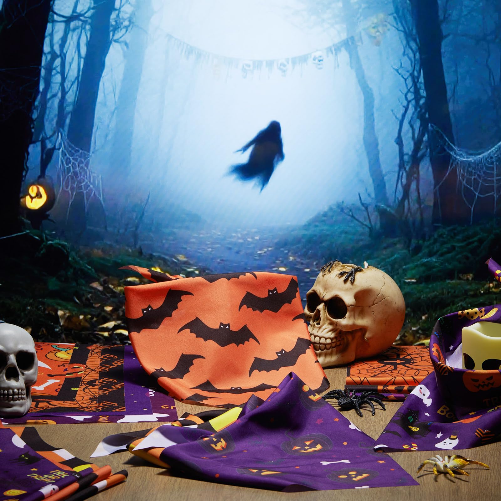 Abbylike Bandany dla psów na Halloween, masowe, bandany na Halloween, dla psów, trójkątny zestaw chustek, śliniaki, szalik z wzorami dyni, akcesoria do kostiumu dla zwierząt domowych, dekoracja, 40 x
