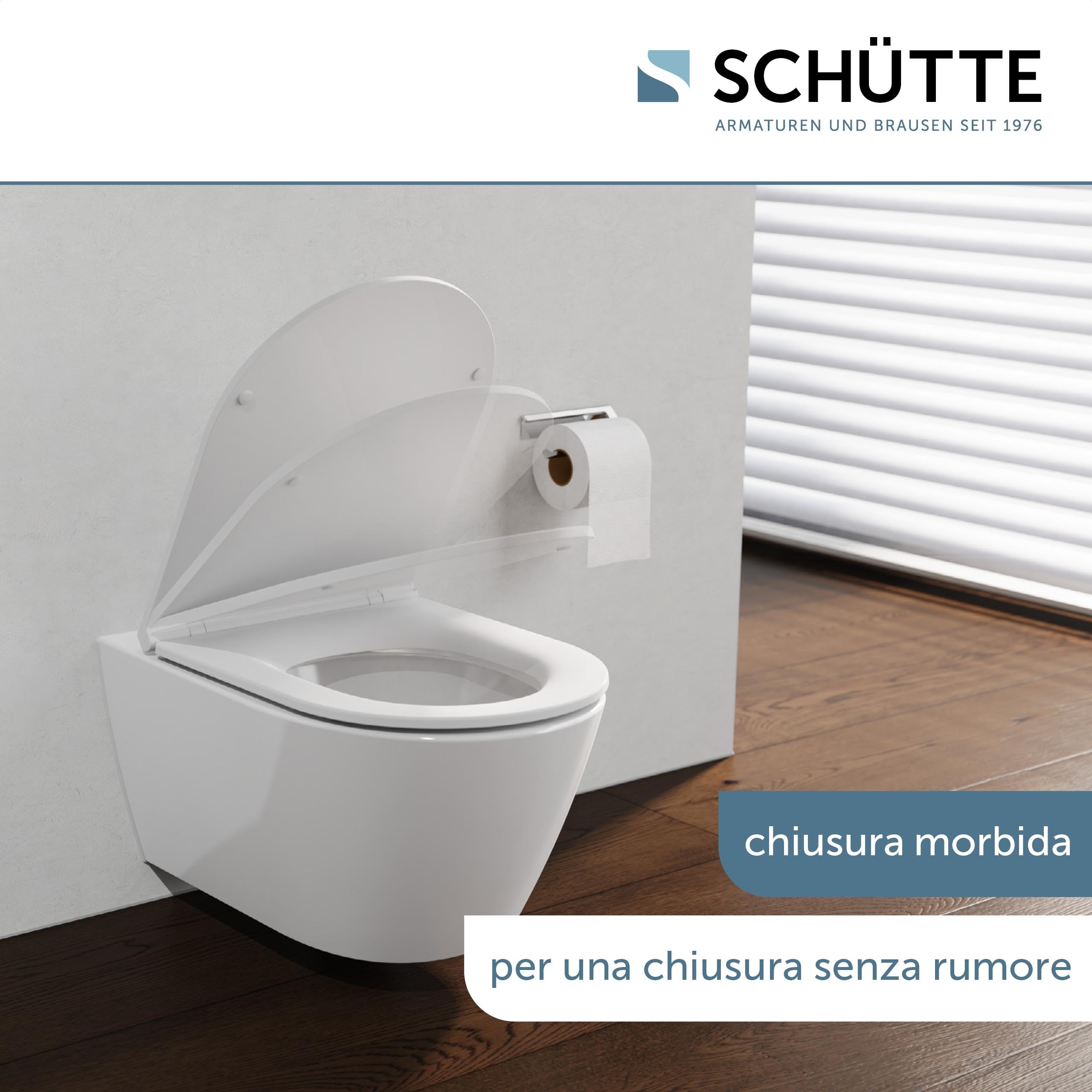 Sedile WC a forma di D con abbassamento automatico, certificato TÜV, coperchio rimovibile in materiale infrangibile, facile da montare con stencil di montaggio, coperchio WC e occhiali portata fino a