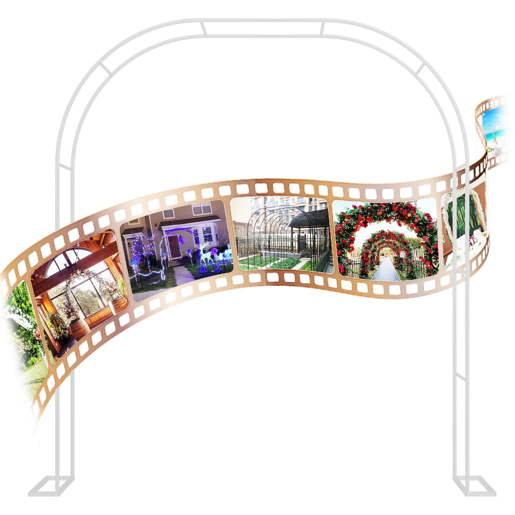 Multi-Size Heavy Duty Metal Garden Arbor Rose Garden Arch For Wedding Decoration Perfect For A Great Entrance To Your Garden, Patio Or Walkway(Color:White,Size:2m*2.3m*25cm)