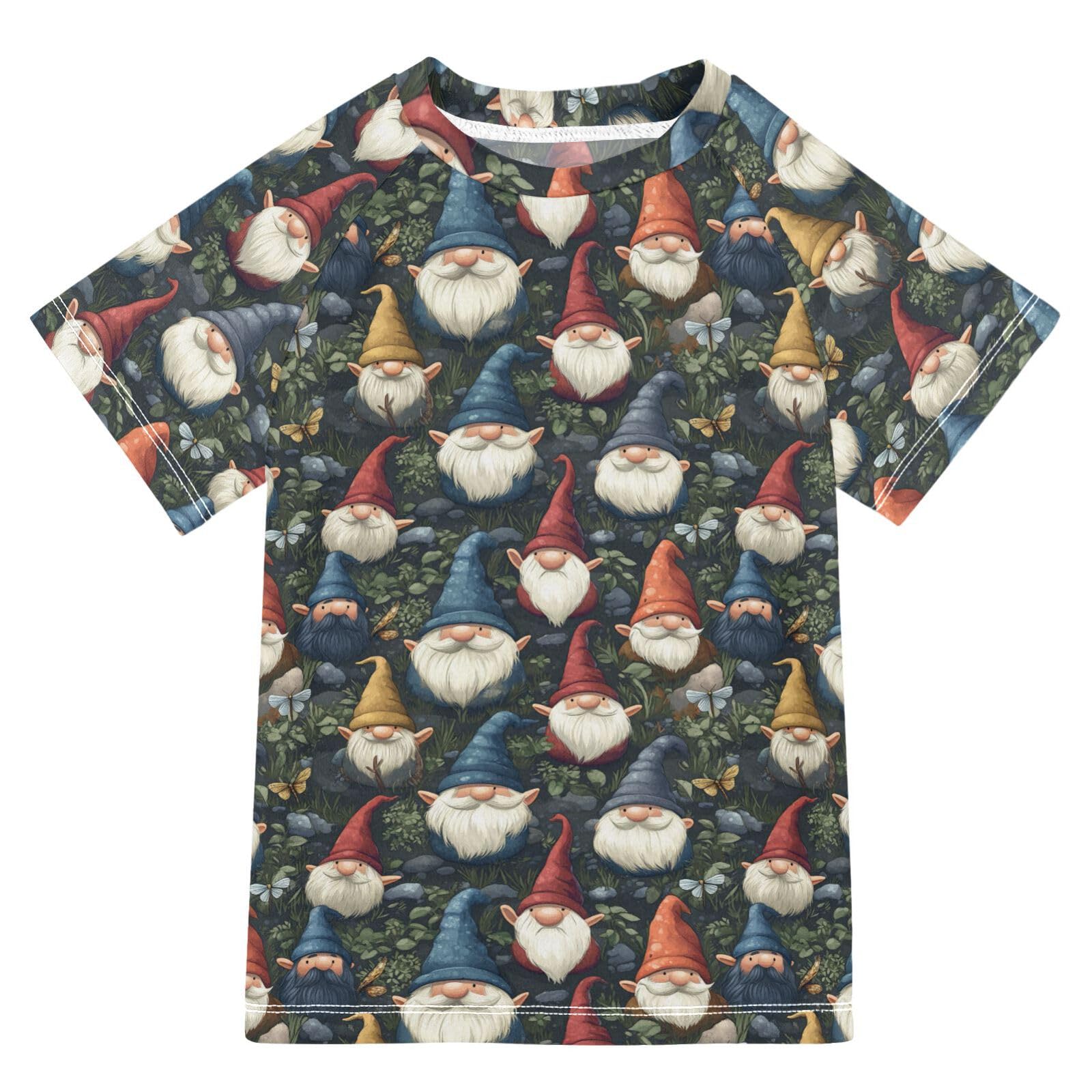Matching Bathing Suits for Kids Short Sleeve Kids Rash Guard 11T Cute Gnomes A River