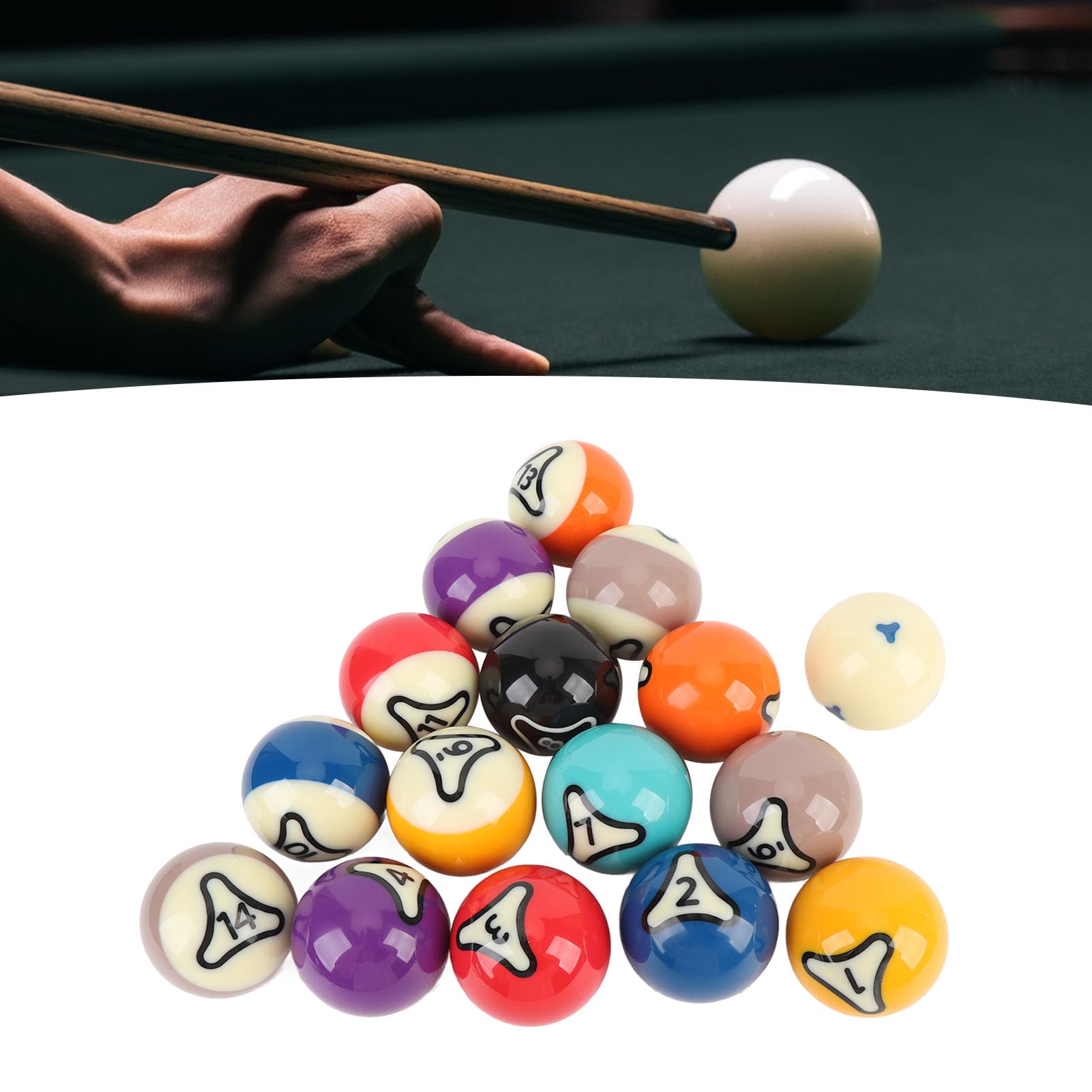 Fockety Zestaw Bilardowy Basenowy, 16pcs 2.25 Cali w Stylu Amerykańskim Zestaw Billiard Ball z ściereczką, 57,2 Mm Amerykańskich Standardowych Piłek Bilardowych do ćwiczeń Turniejowych,
