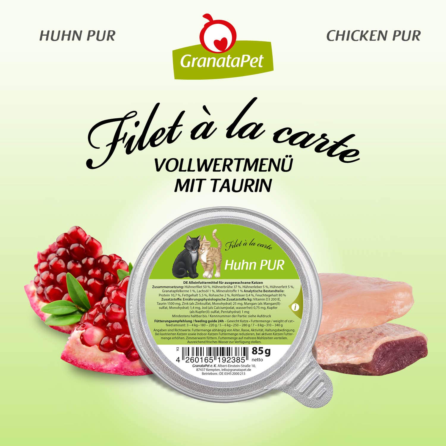 GranataPet Filet à la carte Multipack, pakiet testowy mokrej karmy dla kotów, filety bez dodatku zbóż i bez cukru, pokarm dla kotów o wysokiej zawartości mięsa, 6 x 85 g