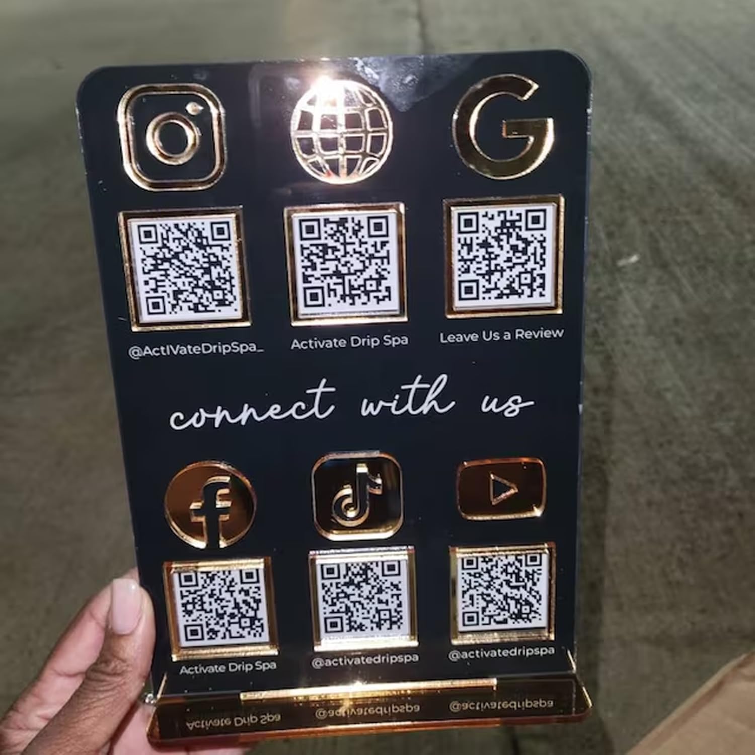 Custom Multi Social Media Sign QR Code Signs Personalized Business Scan to Pay Plaque Payment Sign Instagram Zelle Venmo Cashapp Logo Signs for Beauty Salon Nail Shop Store Decor