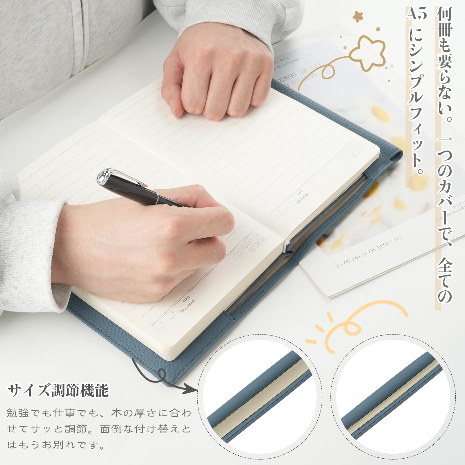 Amazon | [Leathiku] ブックカバー A5 フリーサイズ 厚い本にも対応