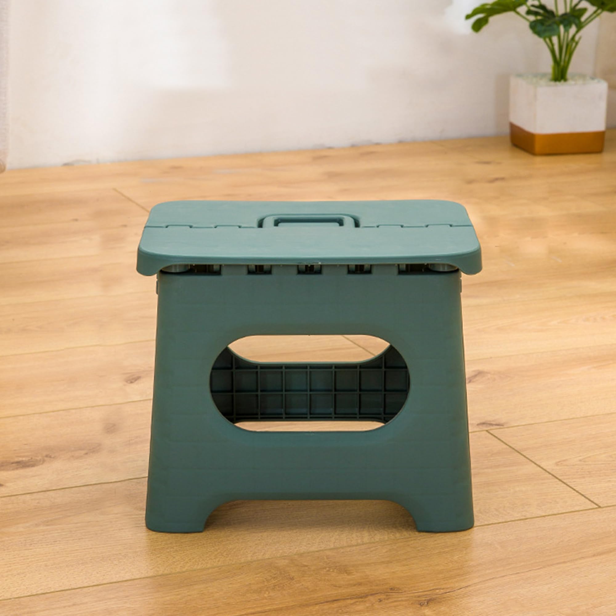 Kuber Industries Small Folding Stool for Sitting - Plastic Foldable & Portable Step Stool for Kids - Green