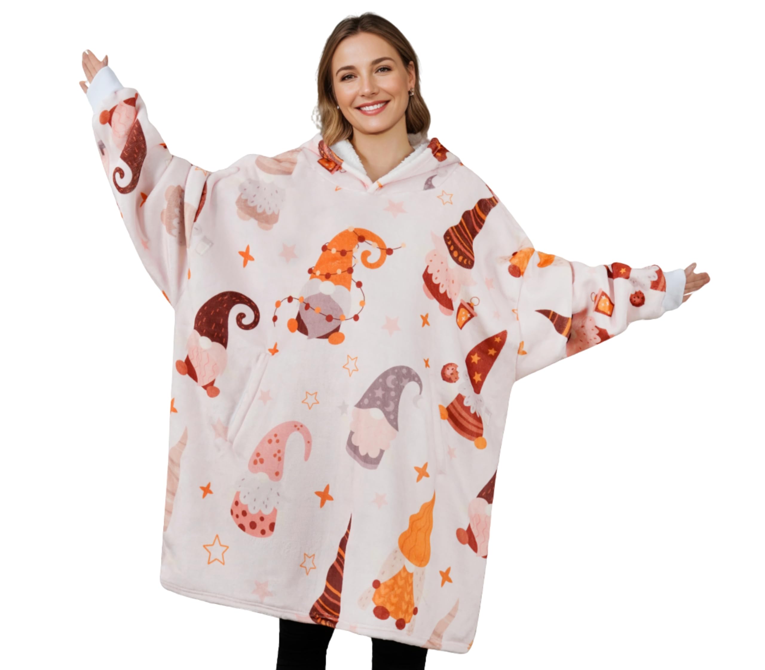 Huglanket Gonk Gifts for Women Men, Blanket Hoodies for Gonk Lovers, Oversized Flannel Hooded Blankets, One Size Fits All-Love