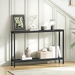 HOOBRO Console Table, 120 cm Narrow Sofa Table with Shelf, Industrial Entryway Table for Living Room, Hallway, Foyer, Corridor, Office, Wood Look Accent Entrance Table, Black BB20XG01G1