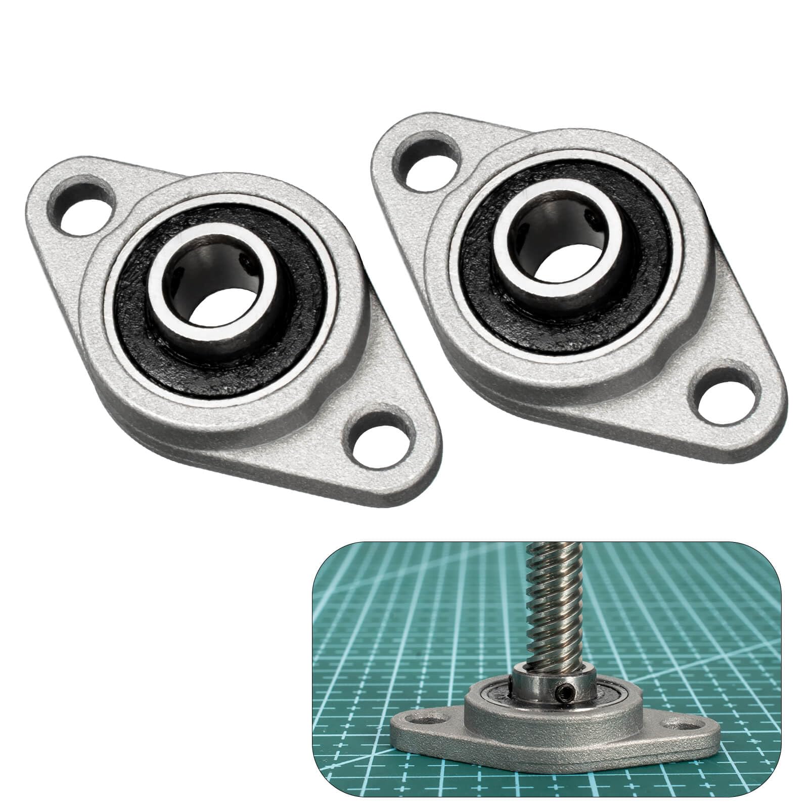 Produktbild von KCNOFNC Stehlager 8mm Innendurchmesser – 2 Stück Flanschgehäuse Mit Kugellager, Zinklegierung, Einfache Montage Für Leichte Lasten
