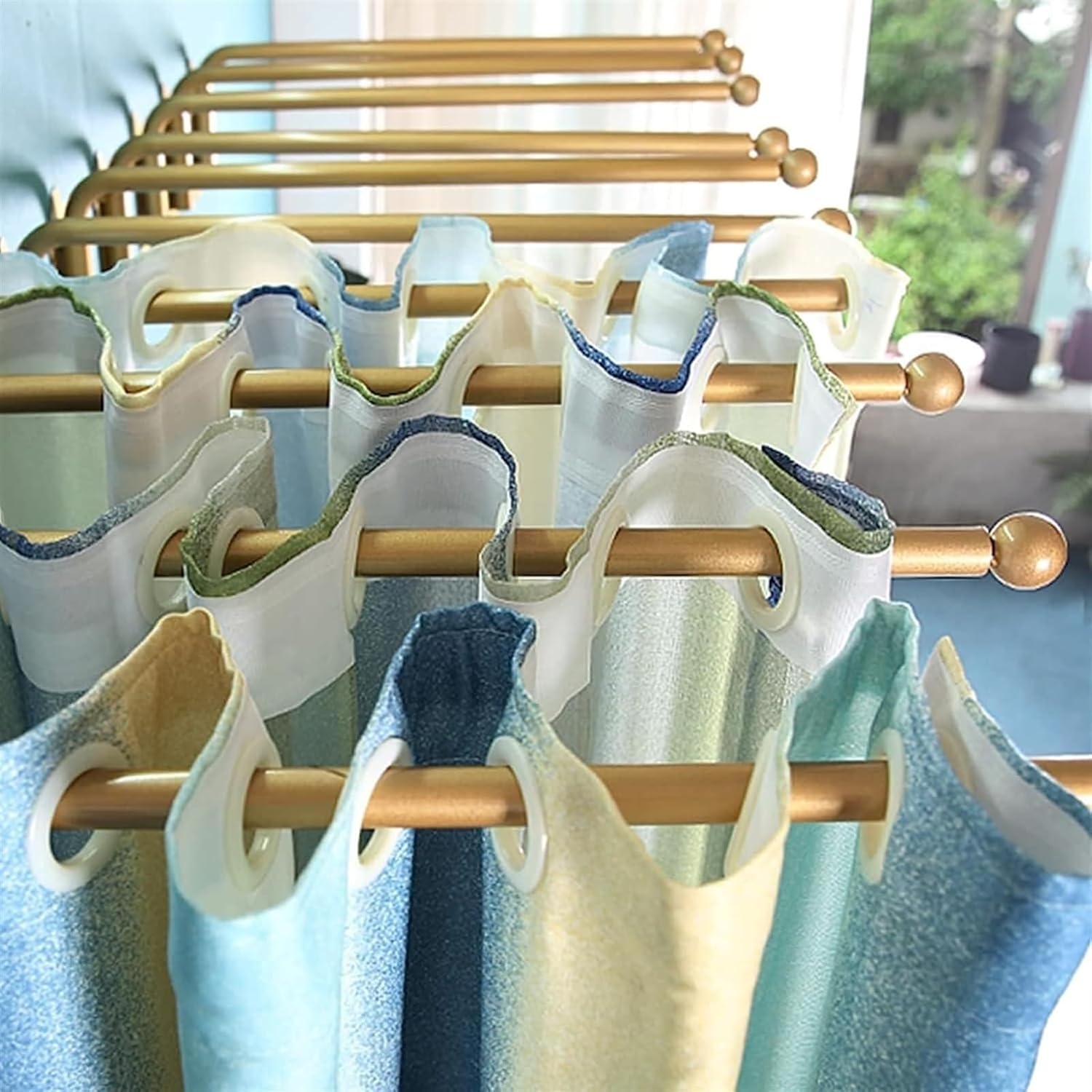 Curtain rod Swing Arm Window Curtain Rod, Window Curtain Display Stand,Heavy Duty 40kg 180° Swing, For Store Kitchen Bathroom (Color : Gold, Size : 70CM/27IN)