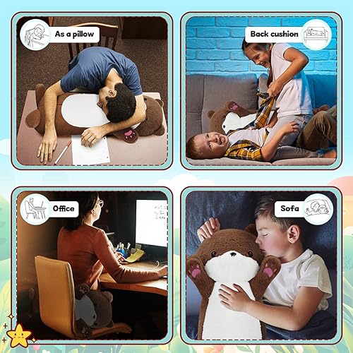 Miniatura 7 de Almohada corporal larga de felpa de gato negro de 26 pulgadas, peluche de gato gigante, peluches de Halloween, lindo y suave bebé con peso de nutria