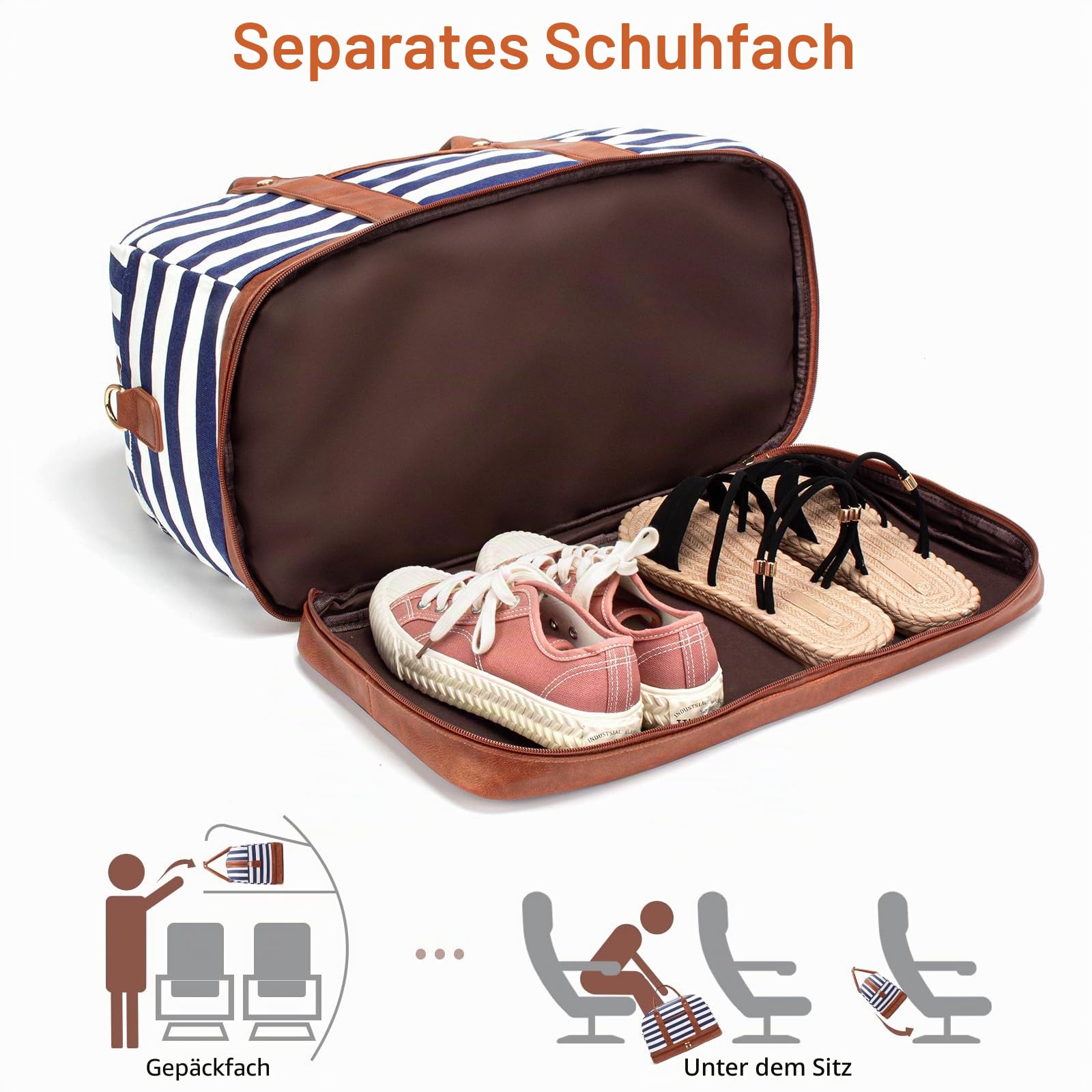 Weekender Tasche für Frauen aus Segeltuch, Übernachtungstasche, große Reisetasche, Handgepäck-Schultertasche, mit Schuhfach, perfekt für Reisen/täglichen Gebrauch/Geburtstagsgeschenk