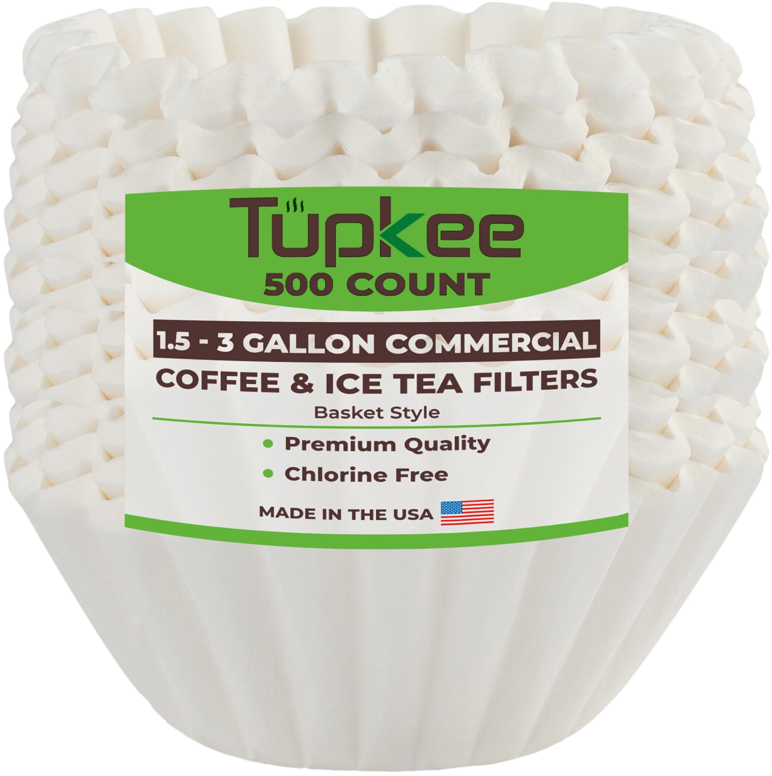 Tupkee Extra Large Coffee Filters - (13.75 Inch x 5.25 Inch) Premium, Big, Tall for Bunn 1.5 to 3 Gallon Commercial Coffee & Tea Machines - (500 Count) - Chlorine Free White Commercial Coffee Filters