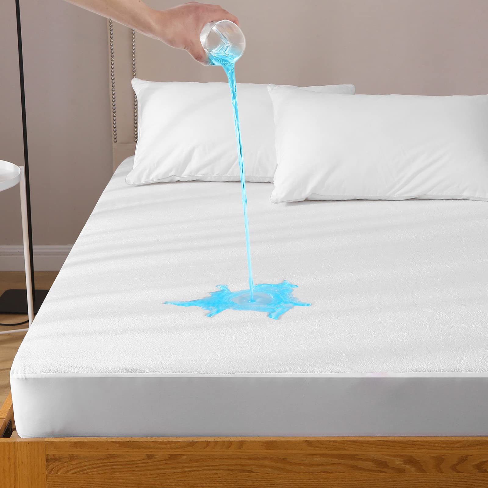 Bedecor Pack 2 Protector de Colchón 140x200 Impermeable, Funda Colchon de Rizo Transpirable y Hipoalergénico, Algodón Cubre Colchon con Faldón Elástico de 30cm de Profundidad