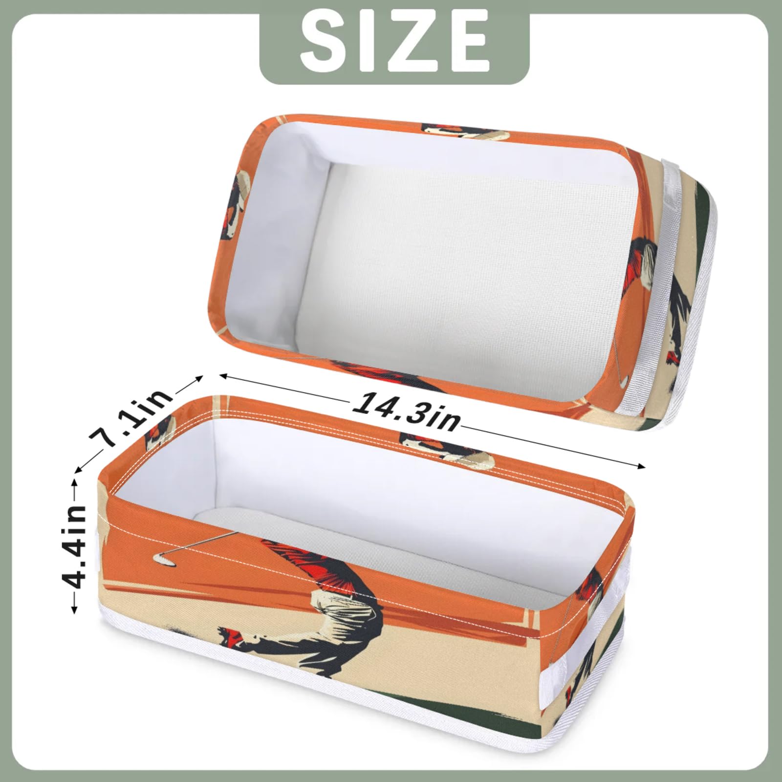 Tablerazzi Toilet Tank Topper Paper Basket with Handle, Golf Bathroom Storage Basket for Organizing, Golf Sports Small Fabric Storage Bins for Bathroom Decor