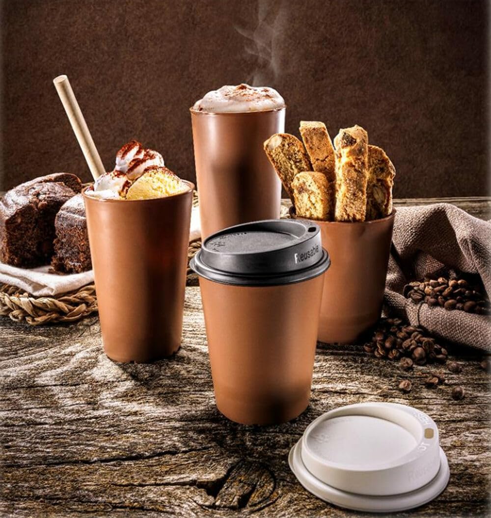 50 Mehrweg Heißgetränkebecher Kaffeebecher Coffee to go schokobraun - 300 ml