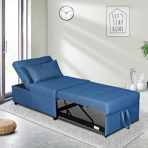 Miniatura 7 de Silla convertible, silla cama cama 4 en 1 plegable multifunción otomana con respaldo ajustable, capacidad de peso de 264 libras, silla de cama