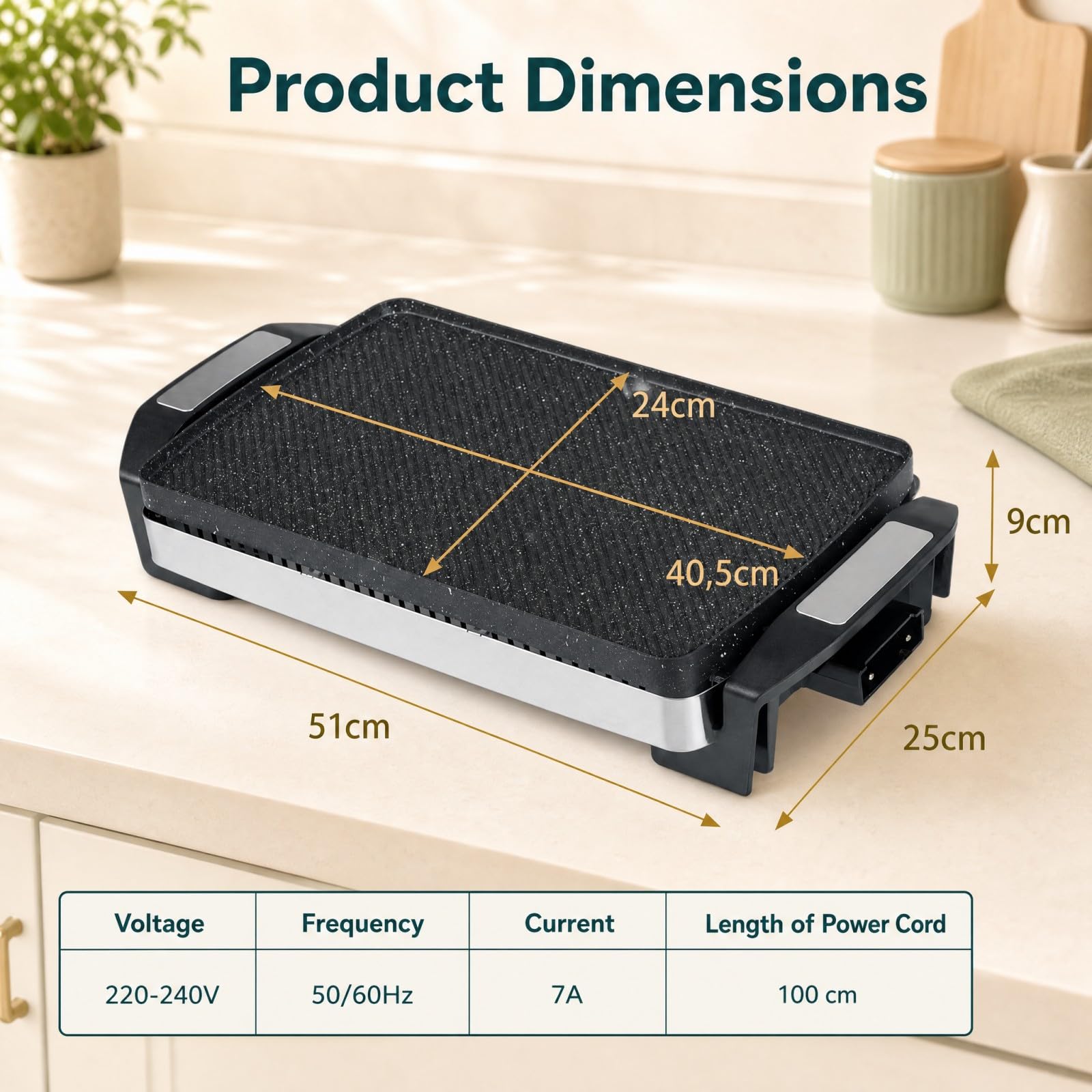LIFEZEAL Griglia Elettrica 1500W, Barbecue da Tavolo con Piastra Bifacciale | Plancha Antiaderente per Interno e Esterno, Temperatura Regolabile a 4 Livelli, Grill Rimovibile e Lavabile in Lavastoviglie