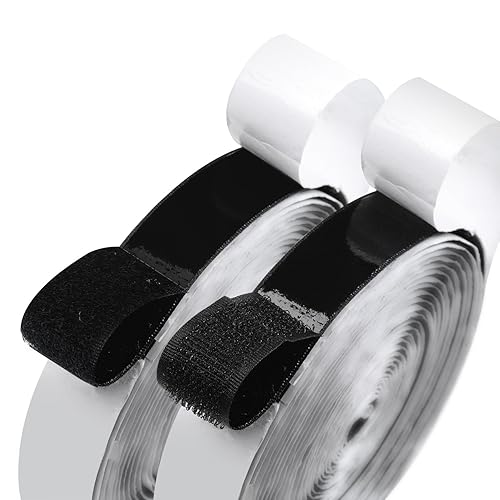 BQS Cierre de cinta adhesiva de gancho y bucle de 1 pulgada de ancho, 16 pies (negro)