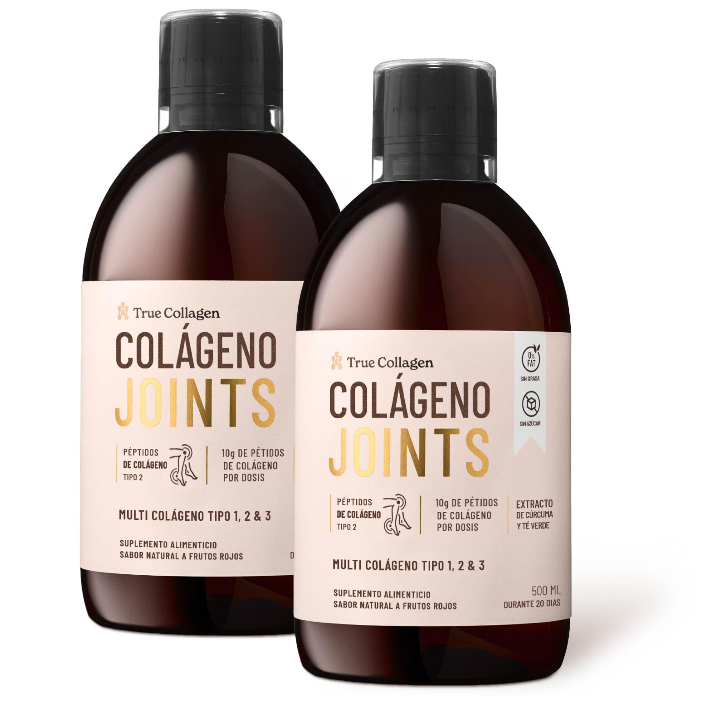 True Collagen Articulations | Complément liquide de collagène hydrolysé 10 000 mg - 2 x 500 ml 40 jours | Types I II III glucosamine MSM curcuma et chondroïtine pour des articulations des cheveux une