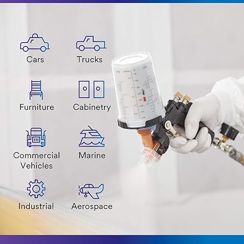 Miniatura 6 de 3M PPS 2.0 Kit de taza, tapas y forros para pistola pulverizadora, 26312, Midi, 13.5 onzas, filtro de 125 micrones, uso para automóviles, muebles,