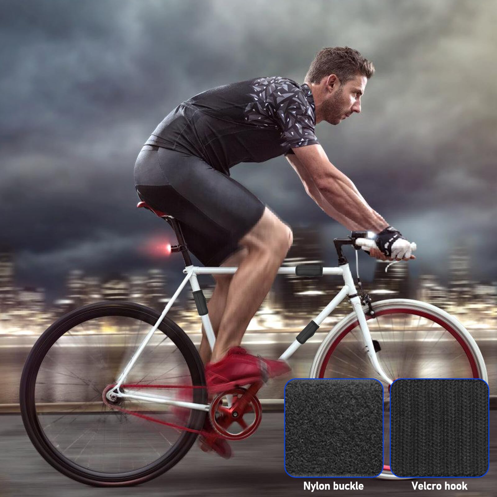 Aicharynic Set di 4 protezioni per telaio per bicicletta, in neoprene e carbonio, adatte per telai in carbonio, per biciclette, MTB, bicicletta per bambini e biciclette elettriche