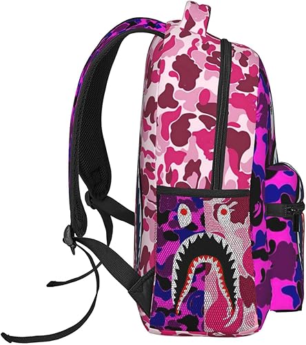 Vista 3 de Mochila de camuflaje con dientes de tiburón, mochila de viaje para computadora portátil, mochila de gran capacidad, mochila duradera a la moda