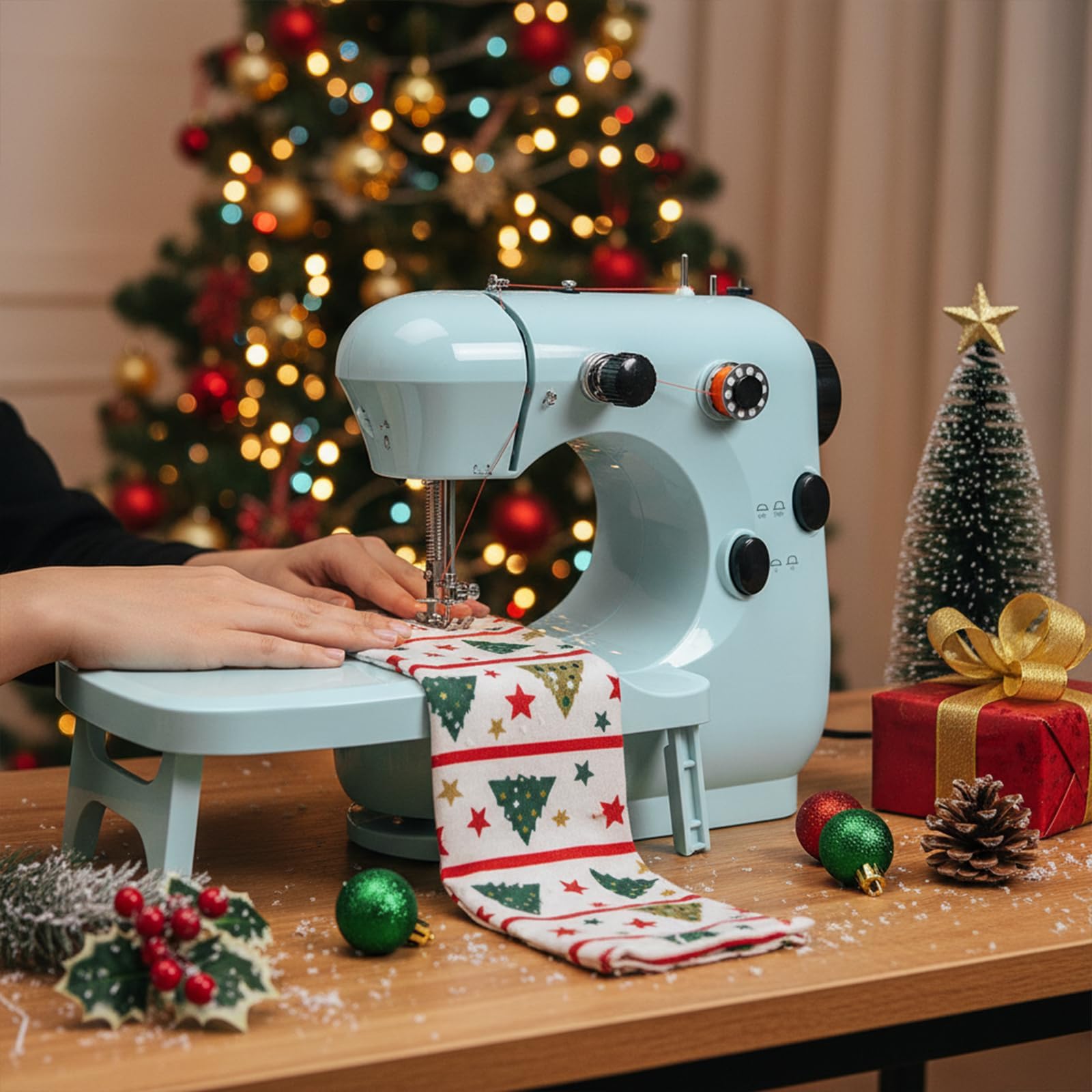 Macchina da cucire, mini macchine da cucire per principianti con materiale ecologico, macchine da cucire portatili a doppia velocità con tavolo allungabile, leggero - facile da usare, miglior regalo