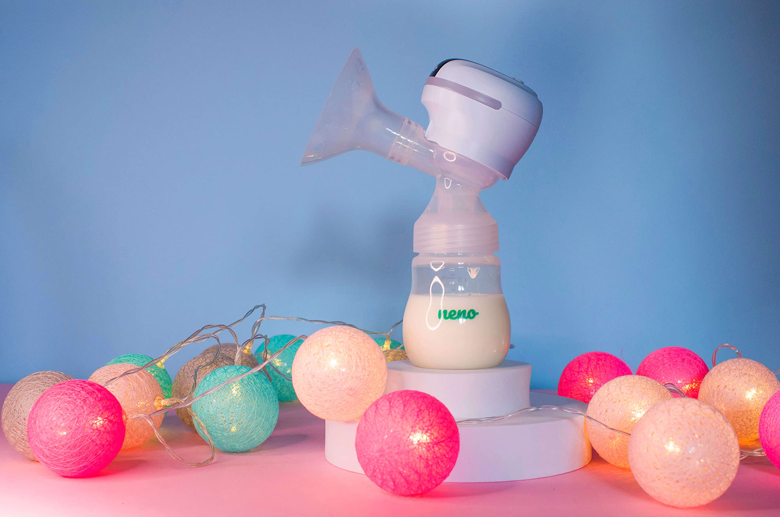 NENO Angelo Milchpumpe Elektrisch Tragbare – Dreiphasen Milch Pumpe Kabellos – Muttermilch Abpumpen mit Elektrischer Brustpumpe – mit 2 Milchbeuteln & Sauger – 9 Modi & 9 Stufen – BPA-frei