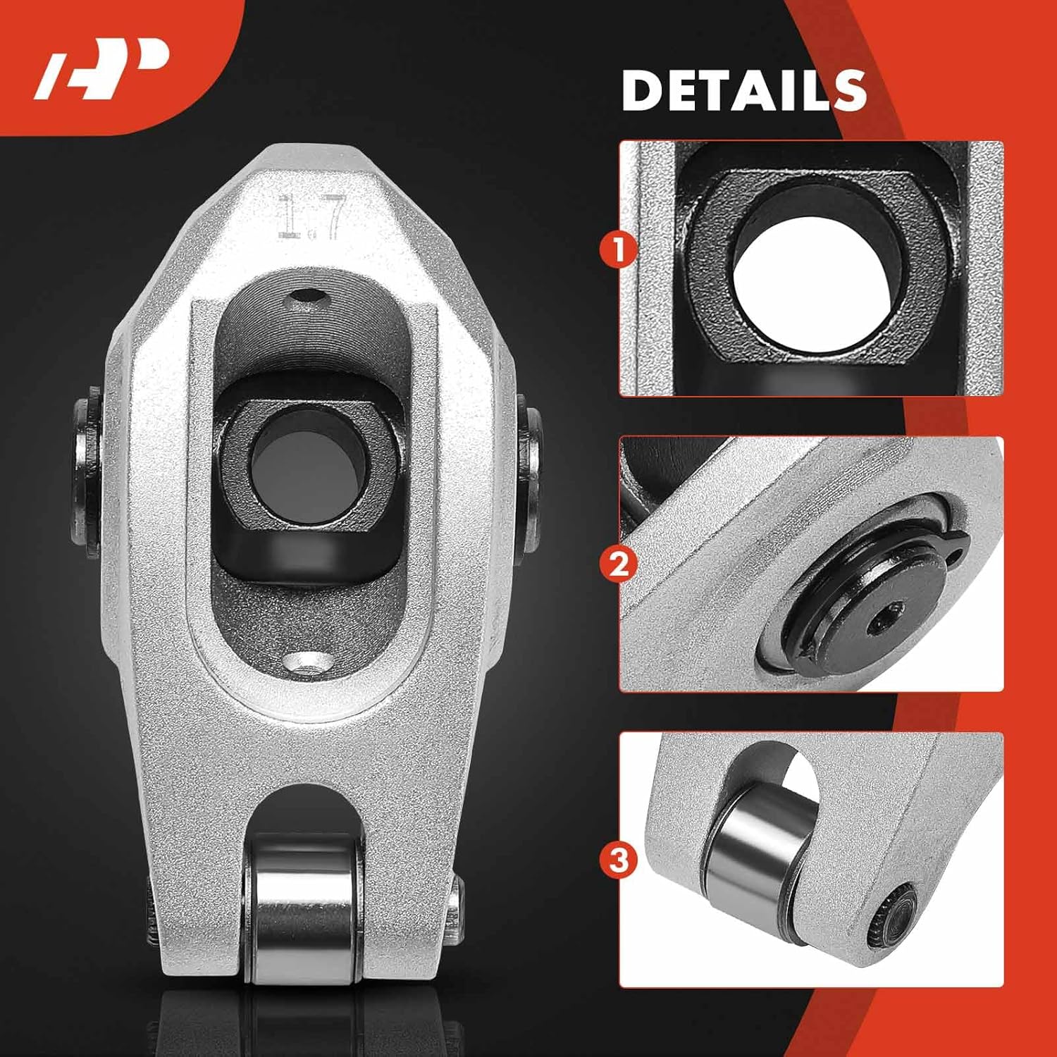 A-Premium 16Pcs Aluminum Engine Roller Rocker Arms with Needle Bearings Compatible with GM LS1/LS2/LS6, 1.7 Ratio, 3/8" Studs