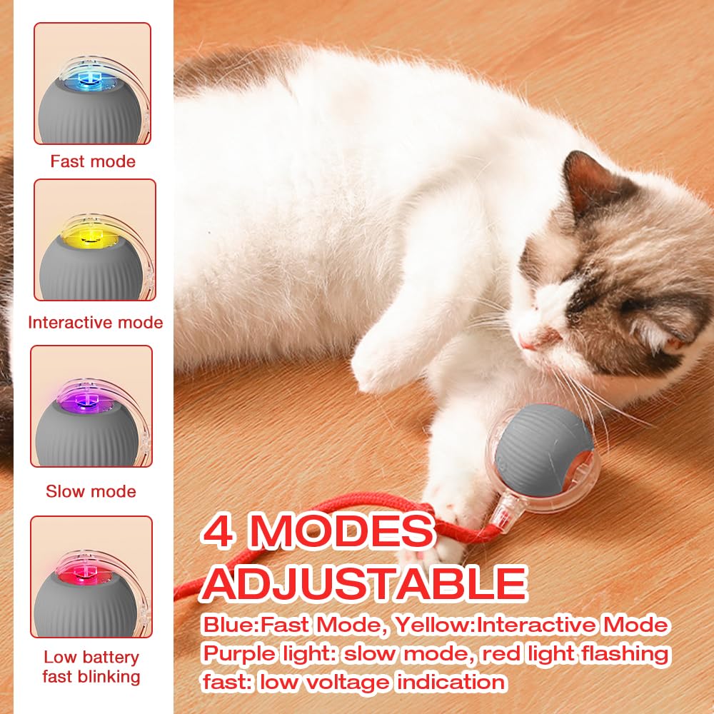 XPJBKC 2 Pcs Interactive Dog Ball, Interactive Cat Toy, Cat Toys Interactive for Indoor Cats Automatic Cat Ball Toy - Image 4