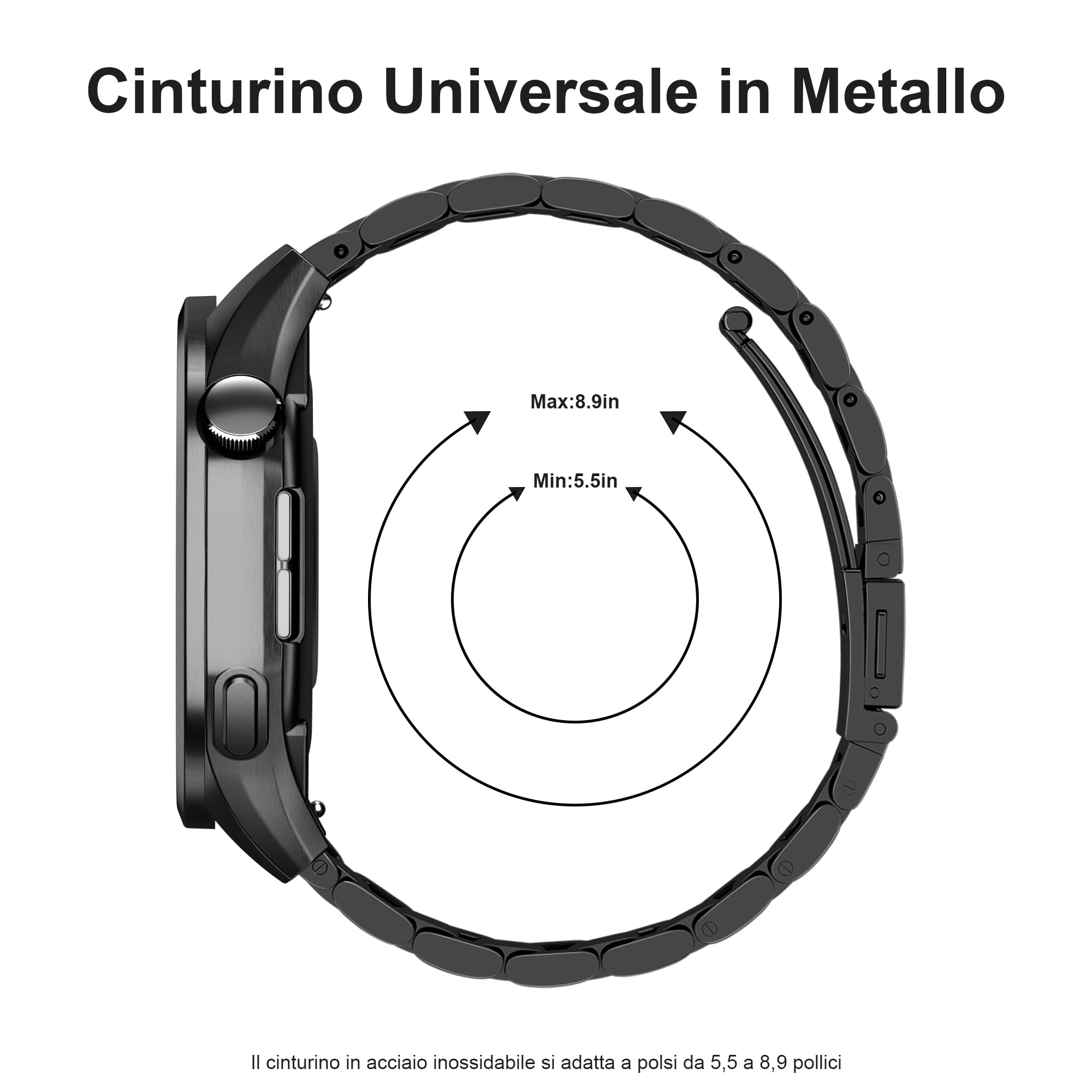 iHoxstrapie Cinturino Compatibile con Huawei GT 5 46mm, 22mm Metallo Elegante Braccialetto Bracciale di Ricambio Compatibile con Huawei GT 4 3 2 2e 46mm Pro