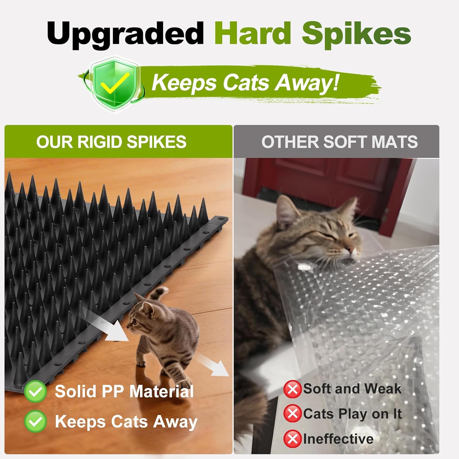 5 Pack Scat Mats for Cats, Heavy Duty Cat Spike Mat with Hard PP Spikes, Cat Repellent Mat for Indoor Outdoor, Cat Deterrent for Garden, Keep Cats Off Couch & Furniture