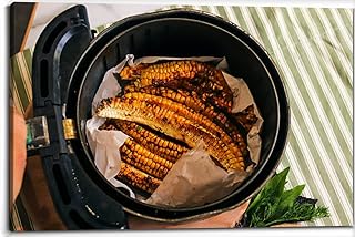 Canvas Wall Art for Living Room Bedroom Raw sweet corn wedges seasoned spices an air fryer bowl before baking Big Large Wall Art Decor Framed Painting Wall Pictures Prints Artwork 24x32in