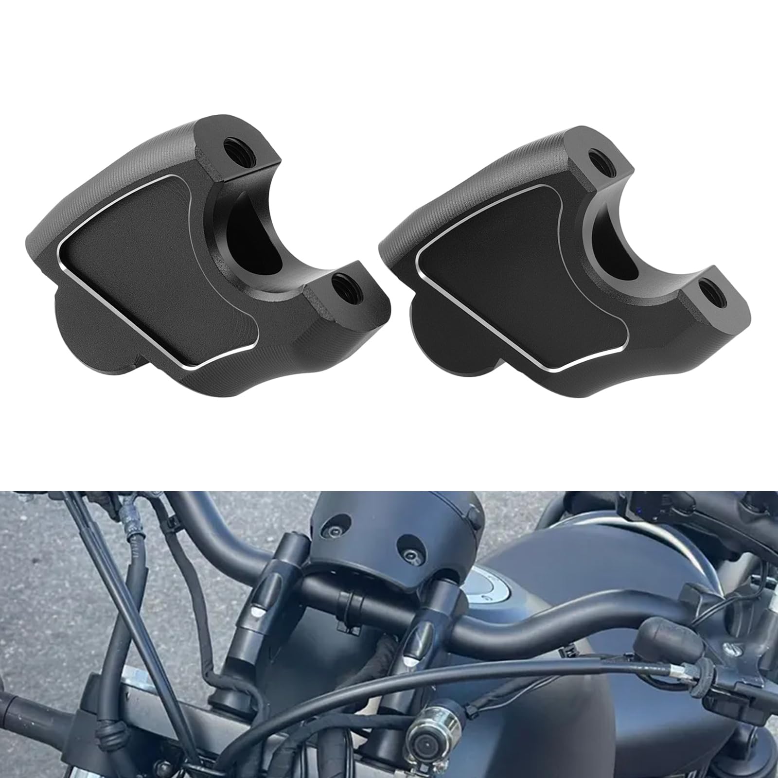 Riser per manubrio moto 45 mm in alluminio per Honda Rebel 1100 500 300 250 CMX 1100 CMX 500 CMX 300 CMX 250 2017-2025 (nero)