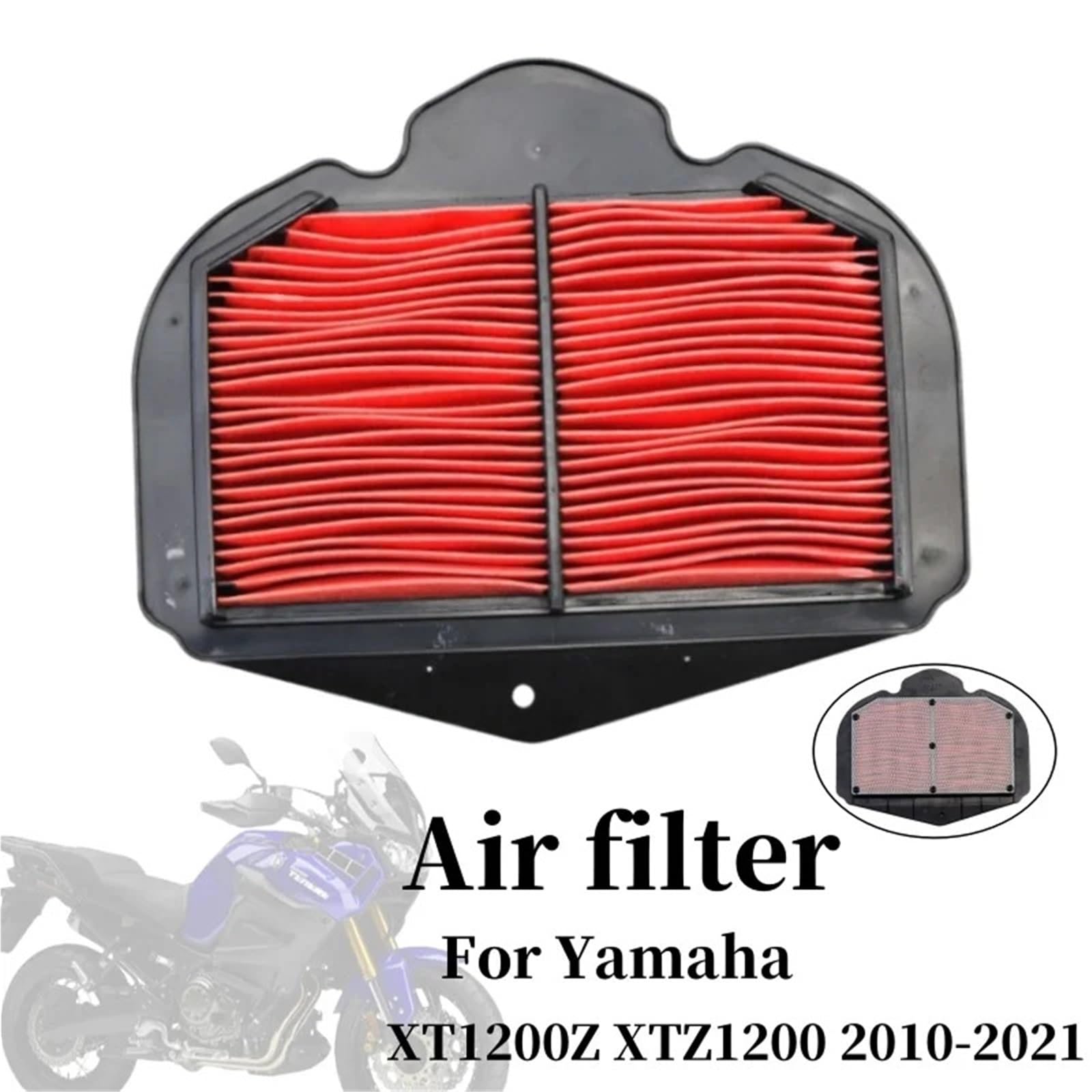 Bordo silicone alta temperatura‌ Filtro aria di aspirazione per moto, adatto per Yamaha XT1200Z XTZ1200 2010-2021, pulitore dell'elemento filtrante dell'aria.