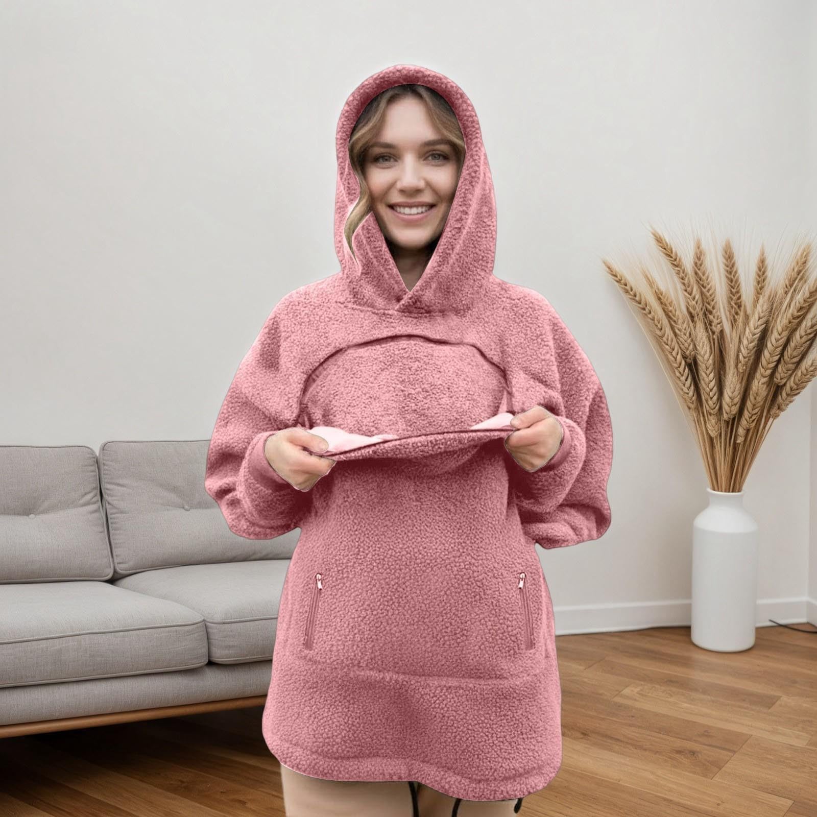 Sudadera con Capucha para Mujer,Bolsillo para Transportar Mascota Pequeñas