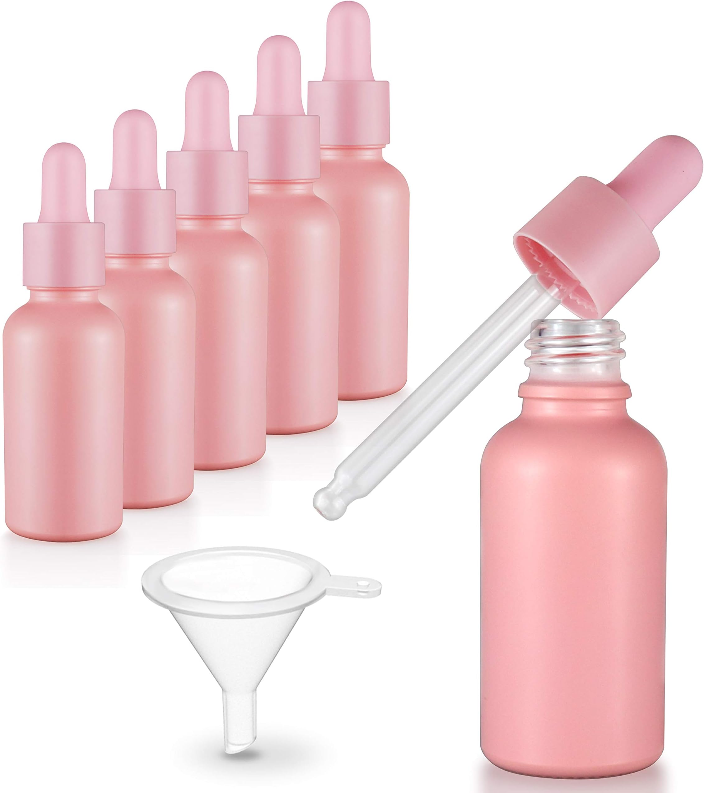 seafulee 1oz Pink Coated Glass Dropper Bottles (30ML) with