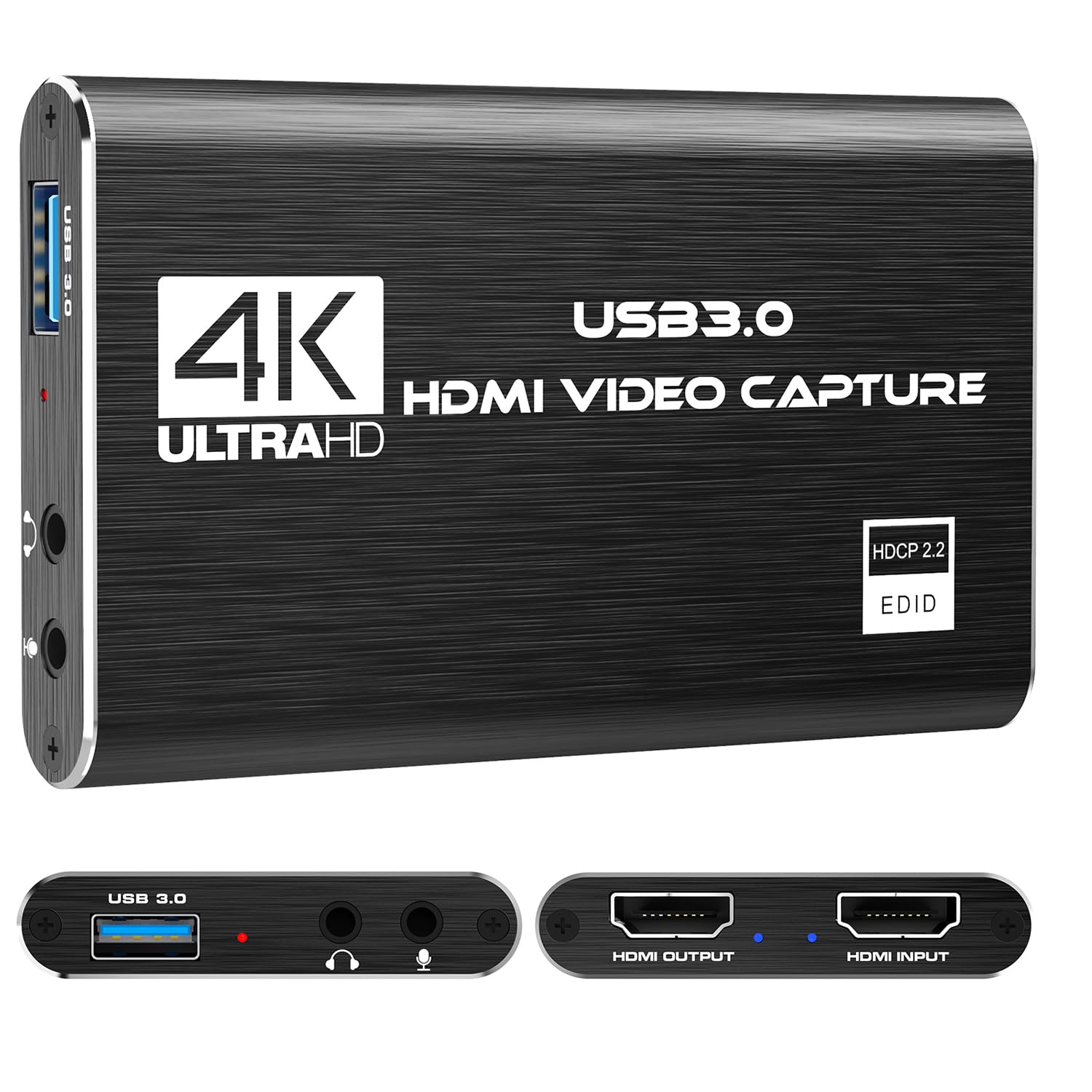Audio Video Capture Card with Mic and HDMI Loop-Out, 1080p 60fps 4K HDMI Capture Card Video Recorder for Gaming/Live Streaming/Conference, Works for Nintendo Switch/PS5/Camera/Xbox/OBS