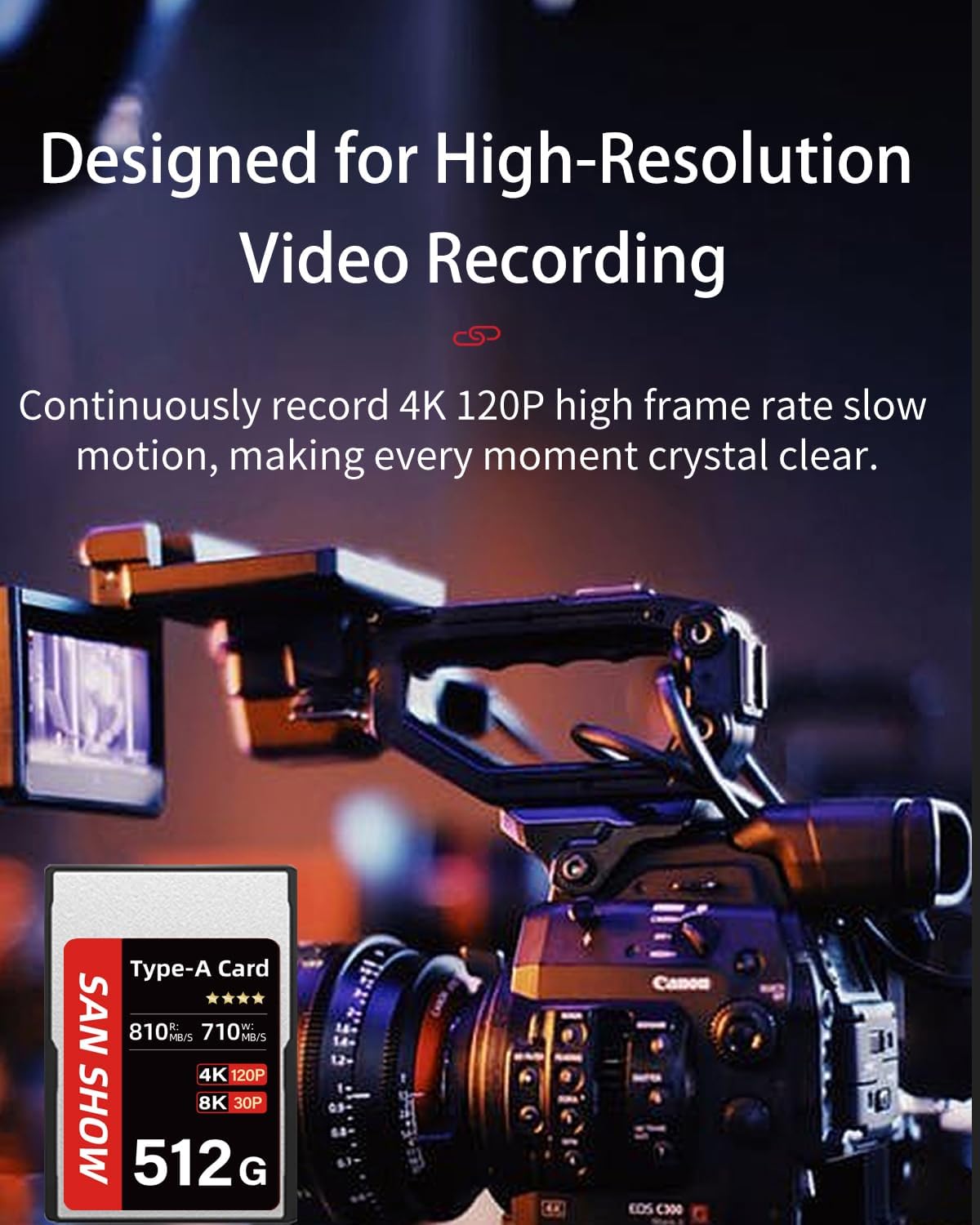 CFexpress Type A Memory Card, Up to 810MB/s Read & 710MB/s Write for 4K 8K Recording RAW Video& Photo, Compatible with Sony Alpha&FX Cameras, Supports PCle 3.0 (PRO, 512GB)