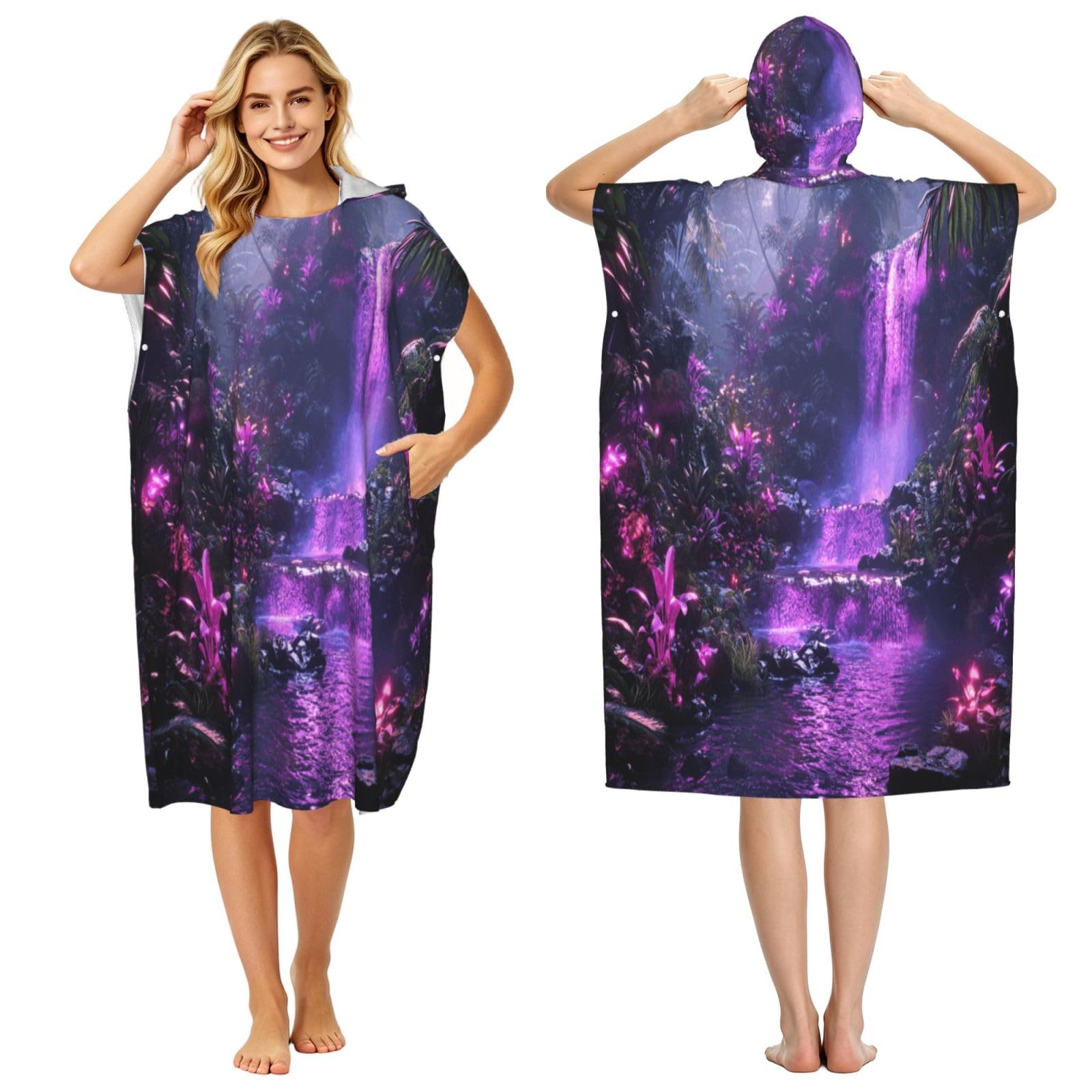 KLGRTJHK Tropical Aesthetics Adult Hooded Beach Poncho Towel 43"X35"
