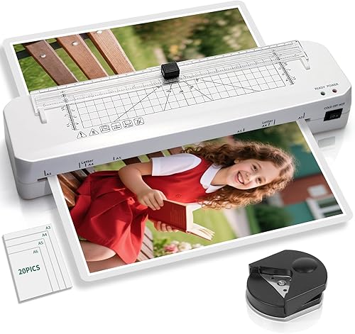 Laminadora A3 Máquina laminadora de 70 segundos de calentamiento rápido, laminador frío y térmico de 13 pulgadas con 20 hojas de laminación, máquina