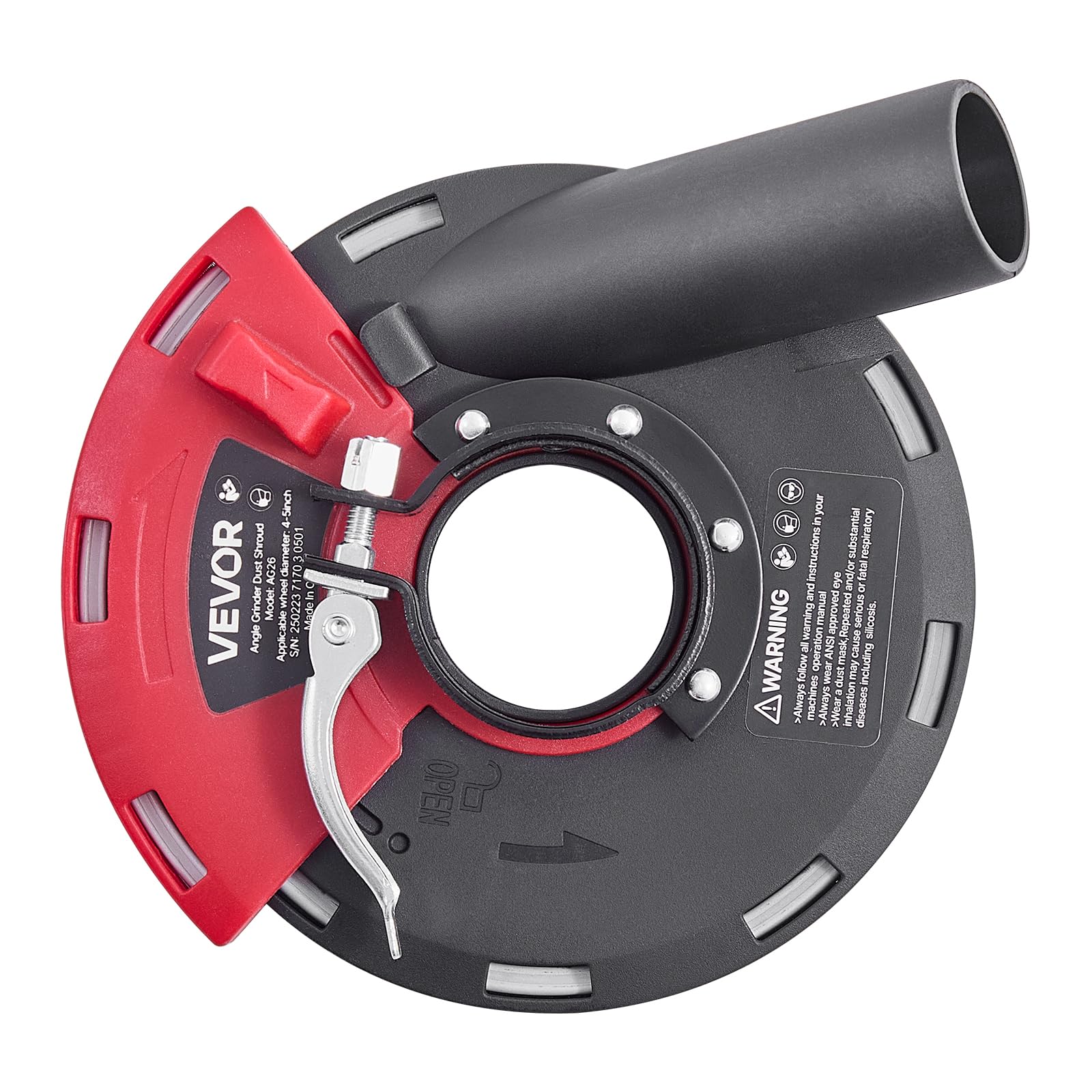 VEVOR Copertura Antipolvere per Smerigliatrice Angolare, Universale 100-125 mm, Cuffia Antipolvere con 6 Rondelle di Serraggio, Collegamento all'Aspirapolvere, per Pareti in Legno e Cemento