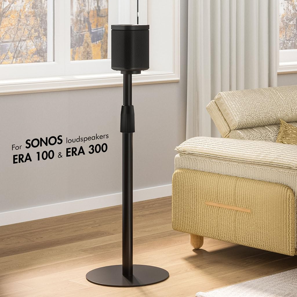 LogiLink BP0208 - Supporto per altoparlanti Sonos ERA 100 & 300, altezza: 682-1068 mm, max. 5 kg, colore: Nero