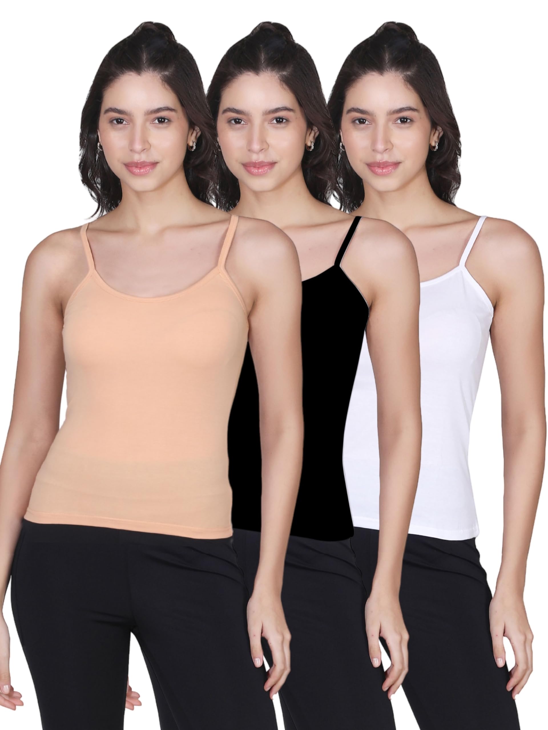 Essentials Basic Cotton Camisole for Women, Regular Soft Sleeveless & Lightweight, 100% Cotton Thin Strap Breathable & Durable, Perfect as an Everyday Layering or Summer Casual Innerwear Top-image-3