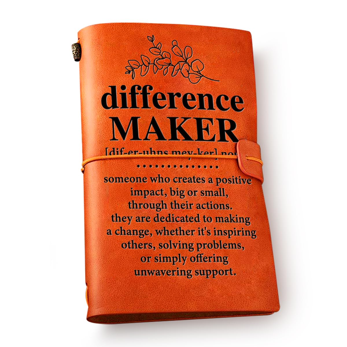 Carnet en cuir Difference Maker : cadeau de remerciement gravé pour chef et mentor