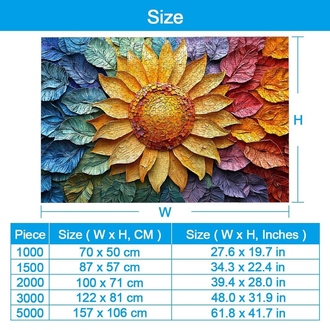 Puzzle 5000 Piezas, Puzzle Girasol de Madera para Adultos, Regalos -2474